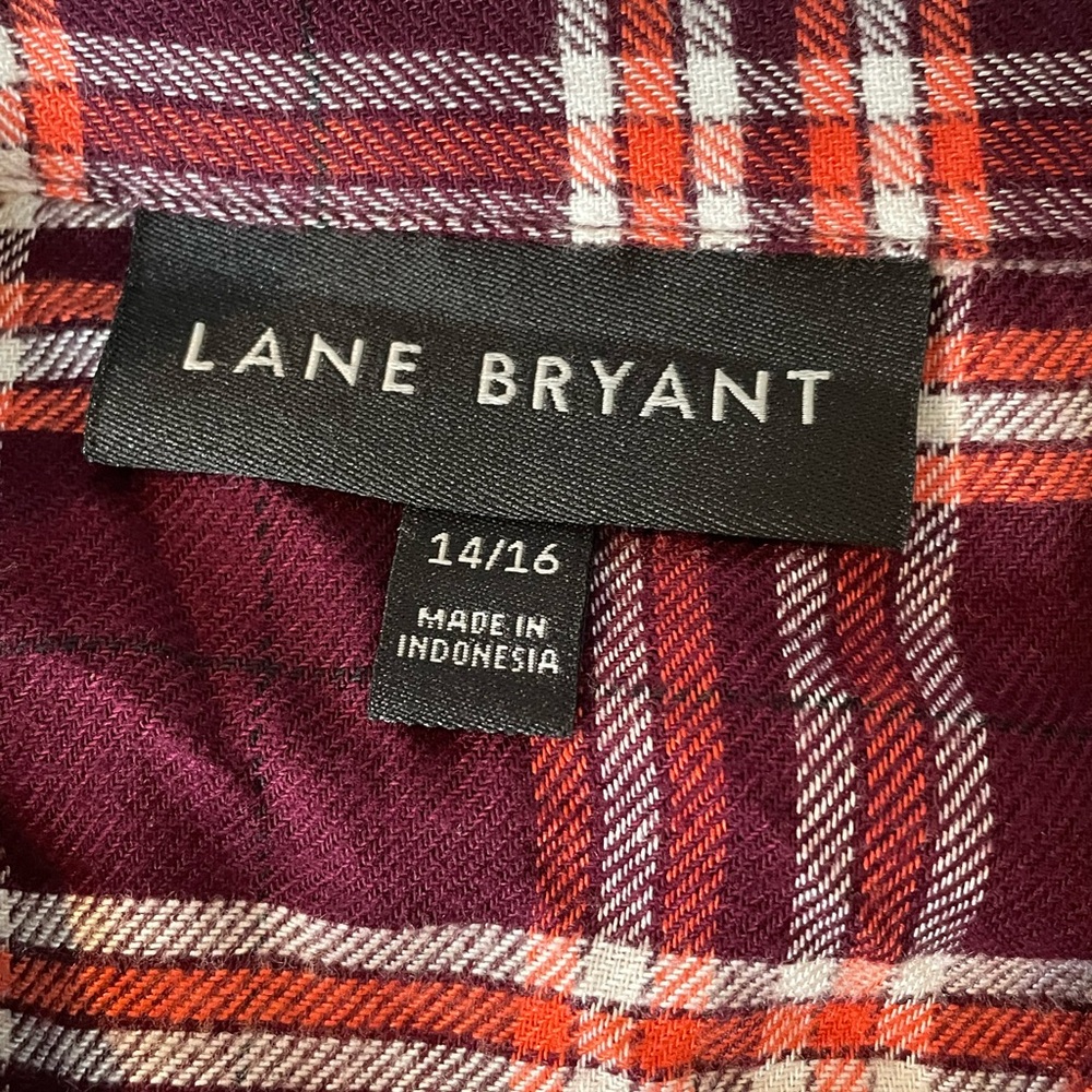 Lane Bryant Sz 14/16 No Peek Collection Plaid Flannel Shirt Blouse - Picture 5 of 9